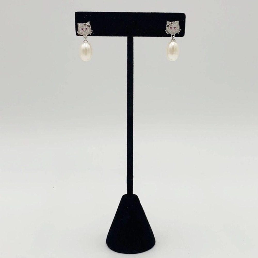 NEW Hello Kitty Sterling Silver Faux Pearl Earring